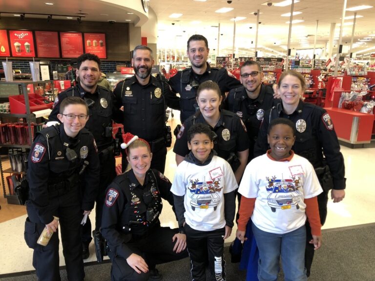 Shop with a Cop event at Target with officers and kids