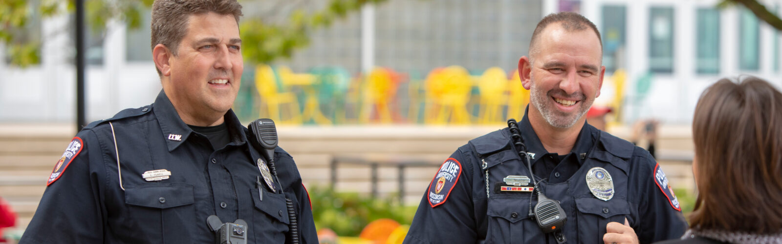 officers talking to person