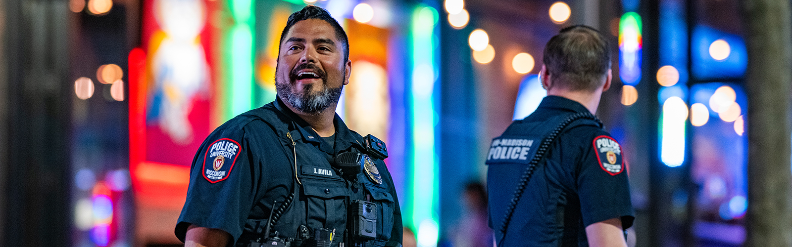 Officers out on State Street at nighttime