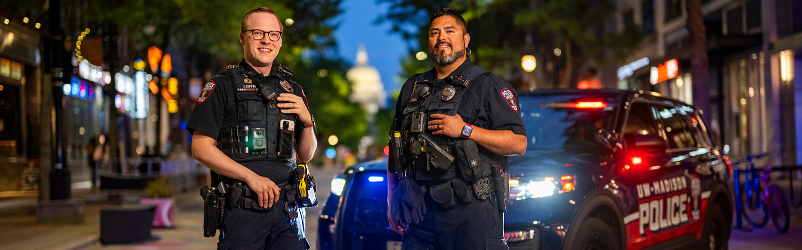 Officers out on State Street at nighttime
