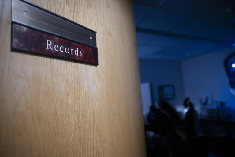 Photo of Records sign on Records Office door