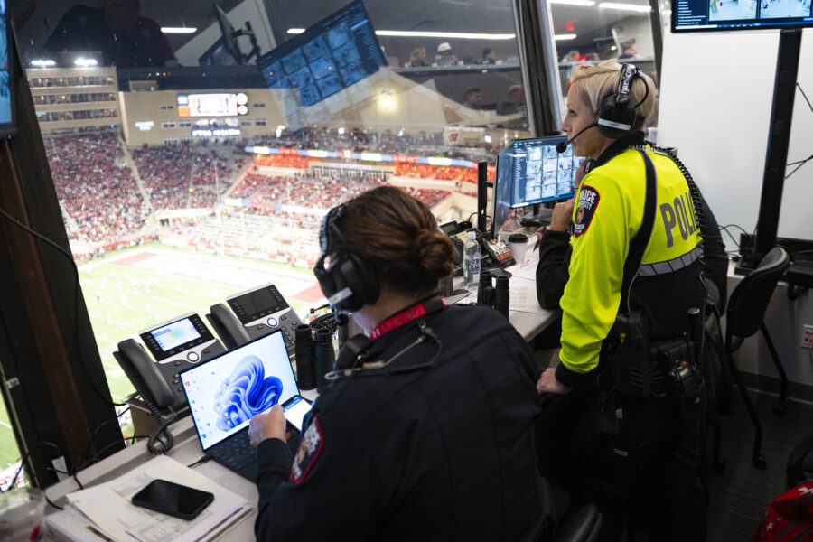 photo from inside the stadium operations center in the press box of camp randall stadium